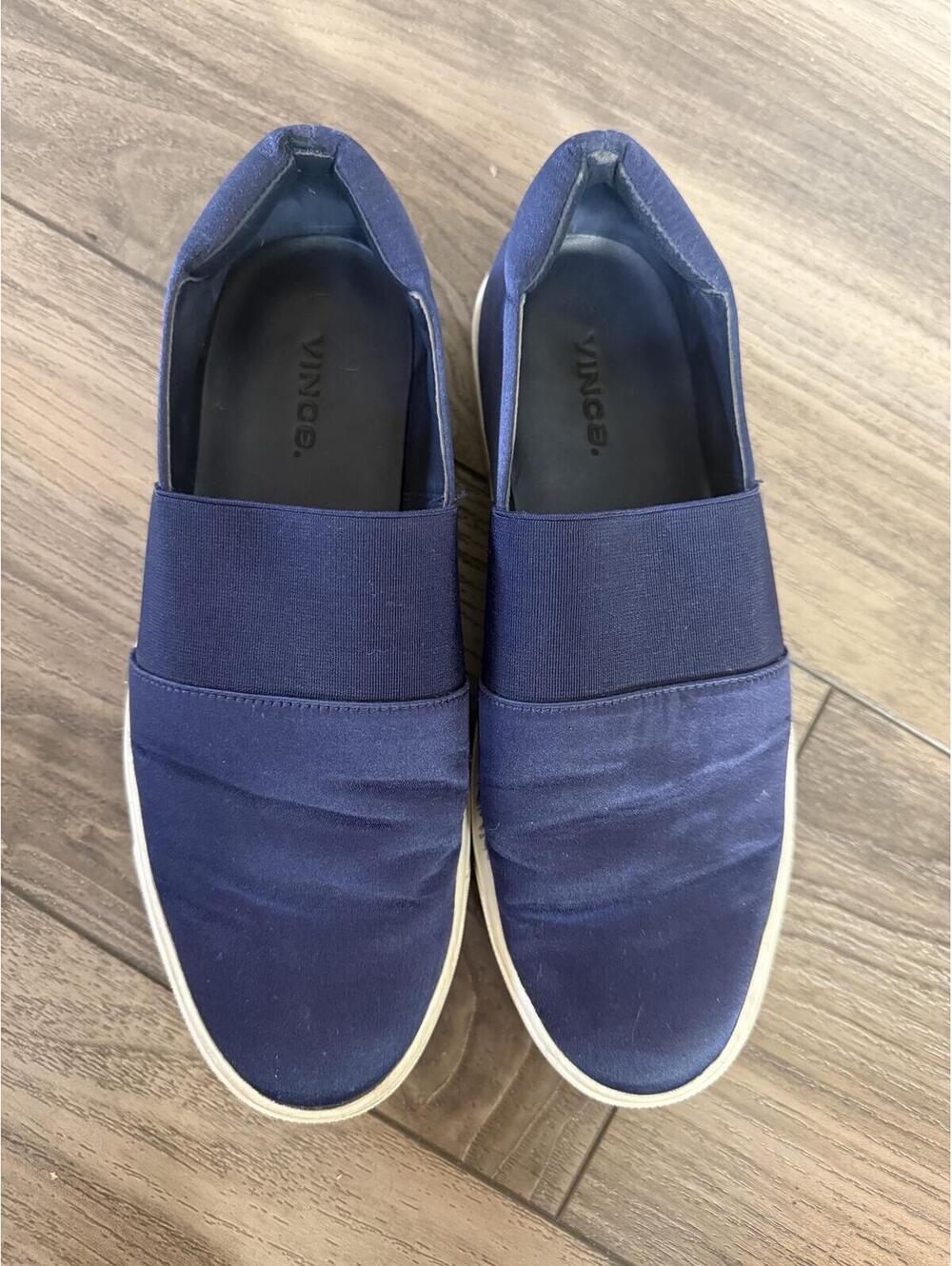Vince Satin Navy Corbin Slip on Sneakers